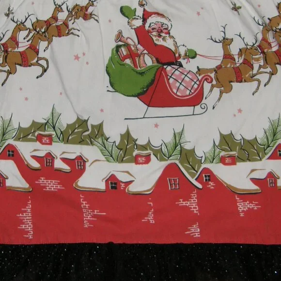 Girls Sz 6 / 6X Christmas Holiday Santa Claus Print Dress MY VINTAGE BABY - Picture 4 of 4